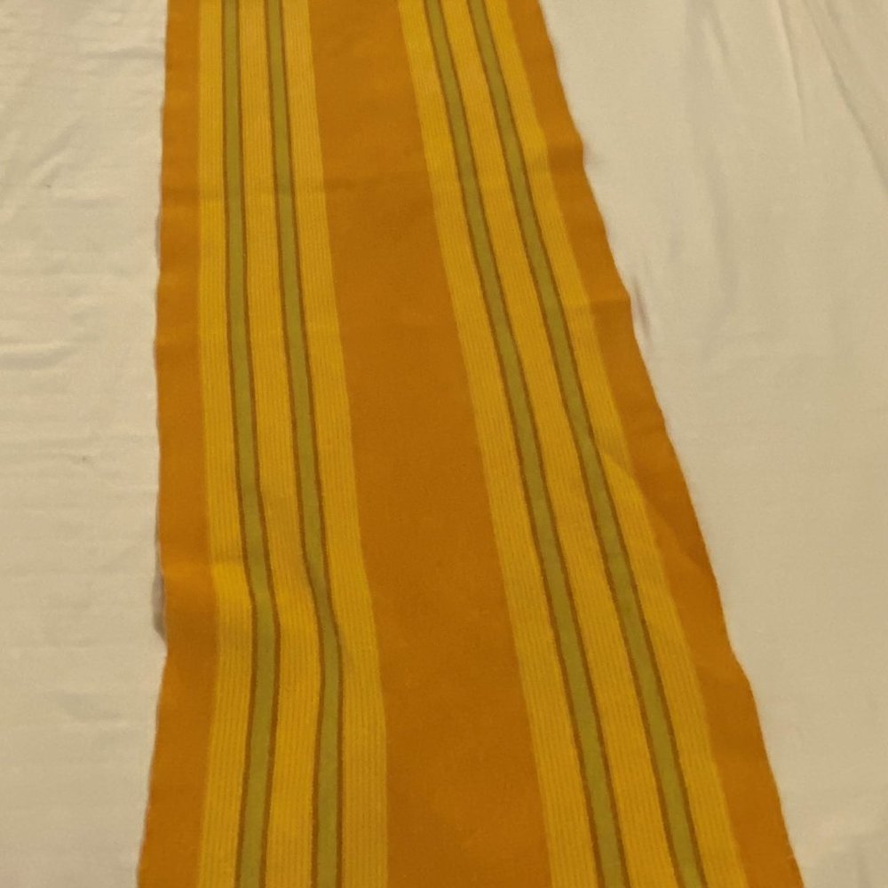 mustard tones awning stripe table runner